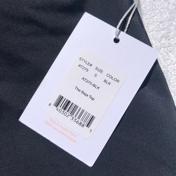 NWT Andie swim the Baja tankini halter tie neck long line bikini top black small - Picture 4 of 13